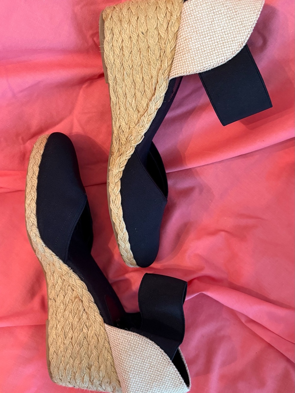 Black Canvas “Chaps” Espadrille Wedge Sandals - Picture 4 of 4